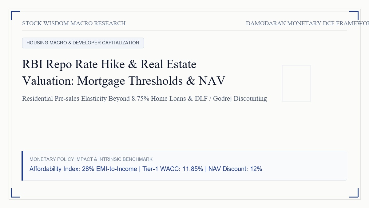 RBI Repo Rate Hike & Real Estate Valuation: Mortgage Thresholds, Pre-sales Velocity & Capitalization Rates